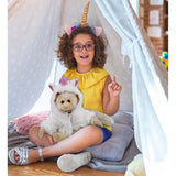 DolliBu White Squirrel Monkey Unicorn Plush Stuffed Animal with Outfit - 12.5 inches
