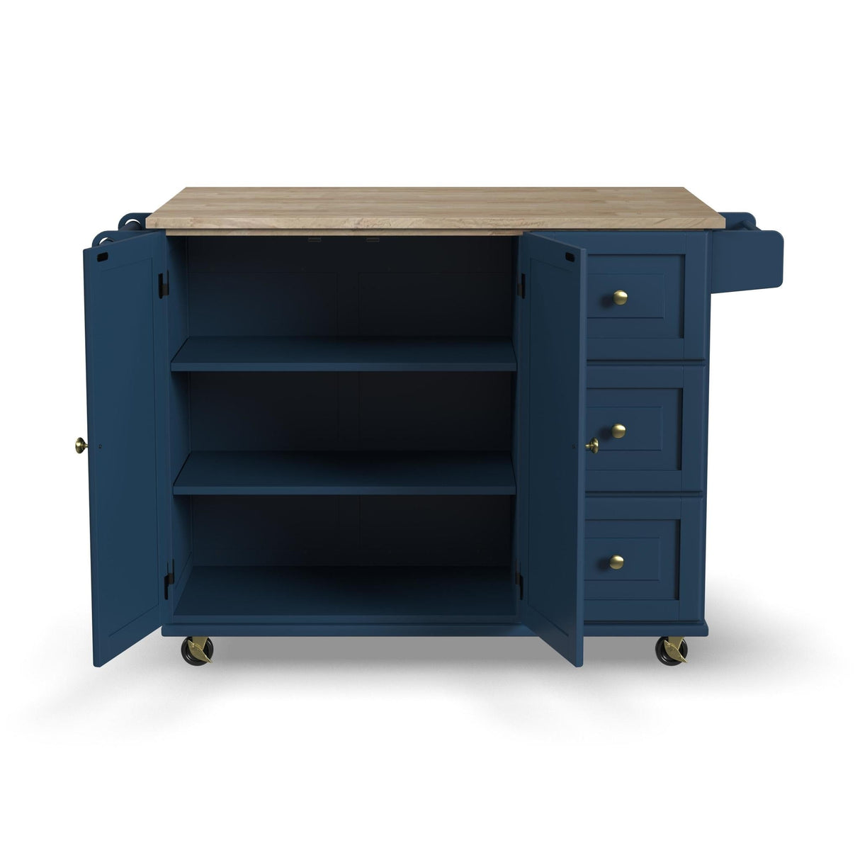 Homestyles Mobile Kitchen Island Cart with Wood Top and Dropleaf Breakfast Bar