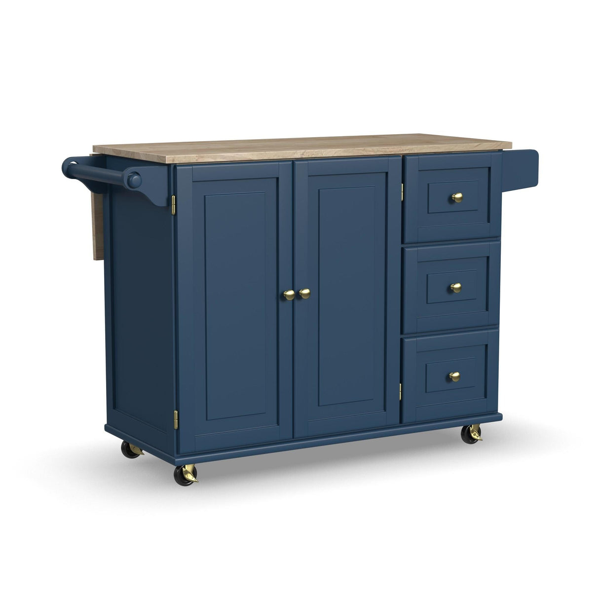 Homestyles Mobile Kitchen Island Cart with Wood Top and Dropleaf Breakfast Bar
