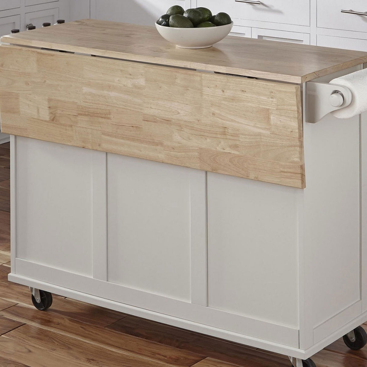 Homestyles Mobile Kitchen Island Cart with Wood Top and Dropleaf Breakfast Bar