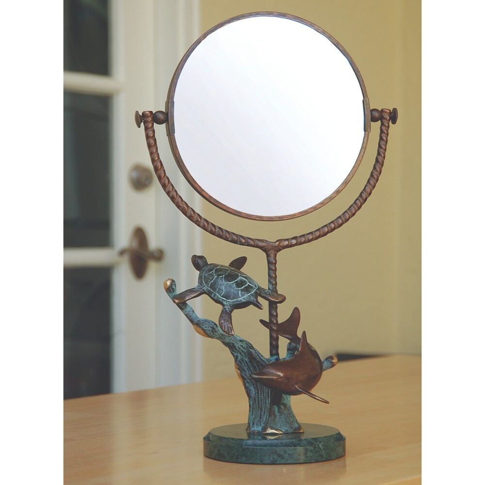Dolphin & Turtle Mirror - Brown