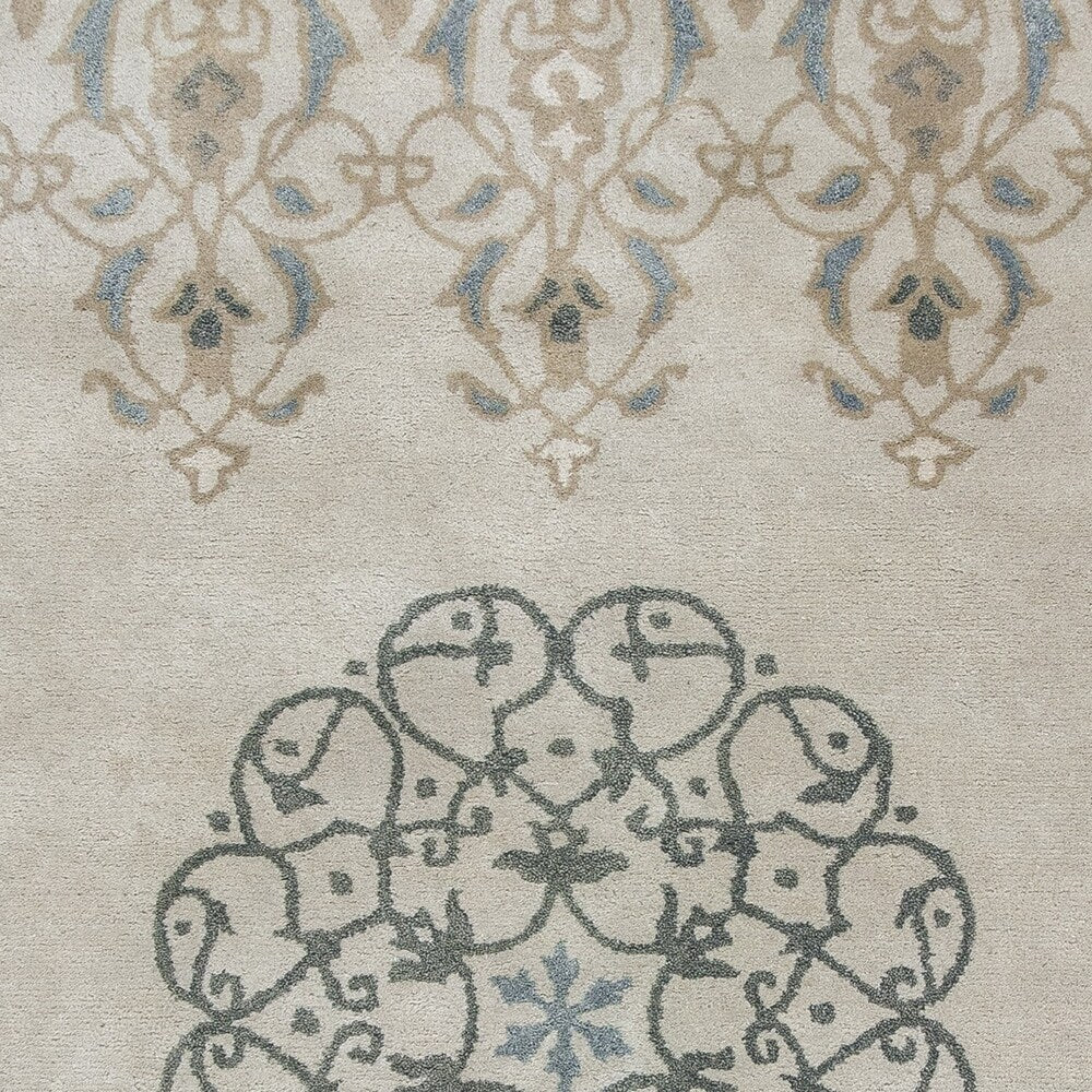 Domani Sahara Ivory Medallion Hand-woven Wool Area Rug