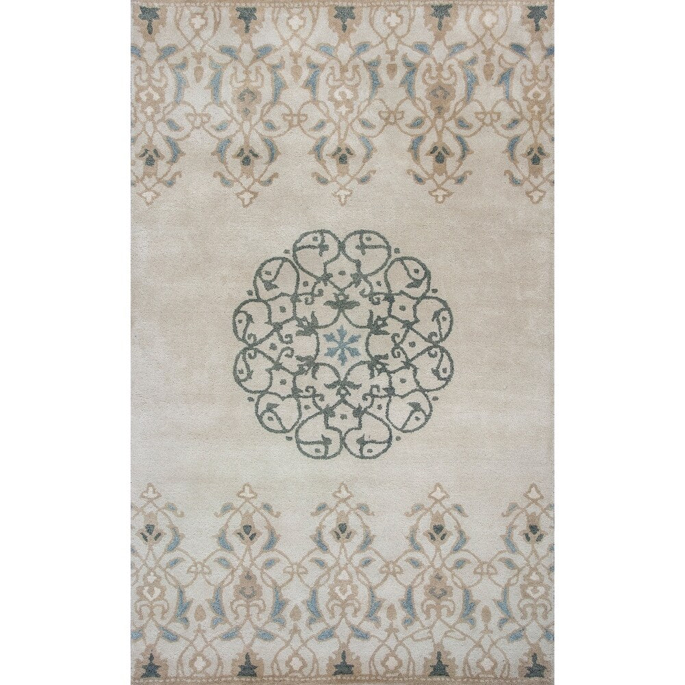 Domani Sahara Ivory Medallion Hand-woven Wool Area Rug