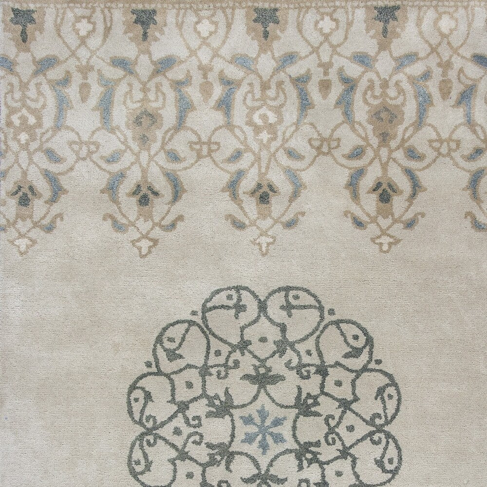 Domani Sahara Ivory Medallion Hand-woven Wool Area Rug