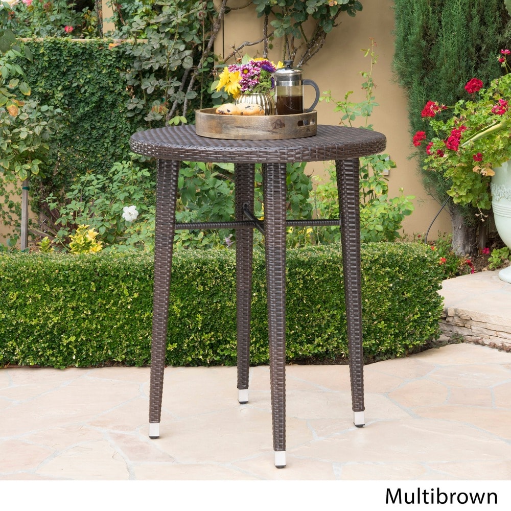 Dominica Outdoor 32-inch Round Wicker Bar Table by Christopher Knight Home