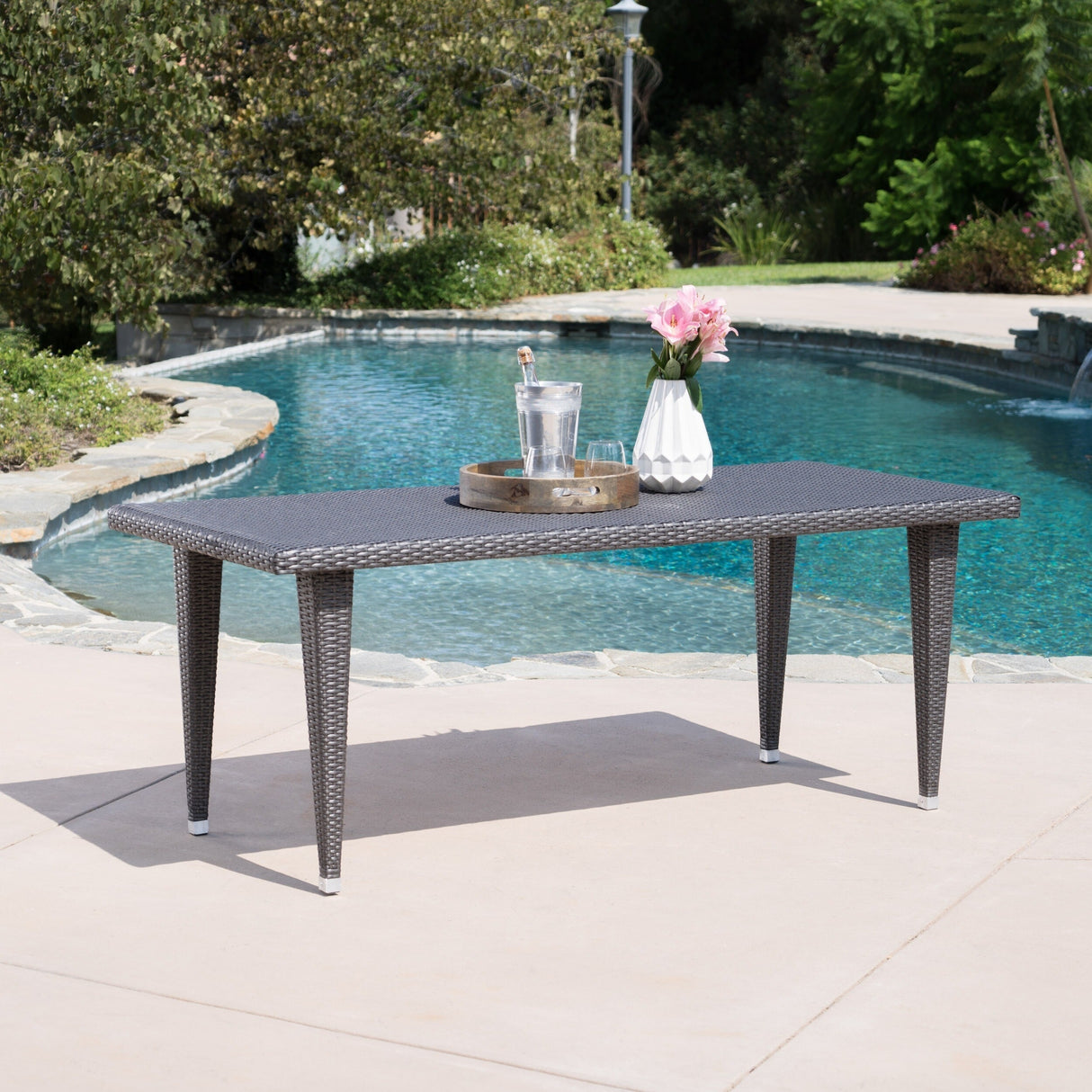 Dominica Outdoor 73.5-inch Rectangular Wicker Dining Table by Christopher Knight Home - 73.50 x 33.50 x 29.00