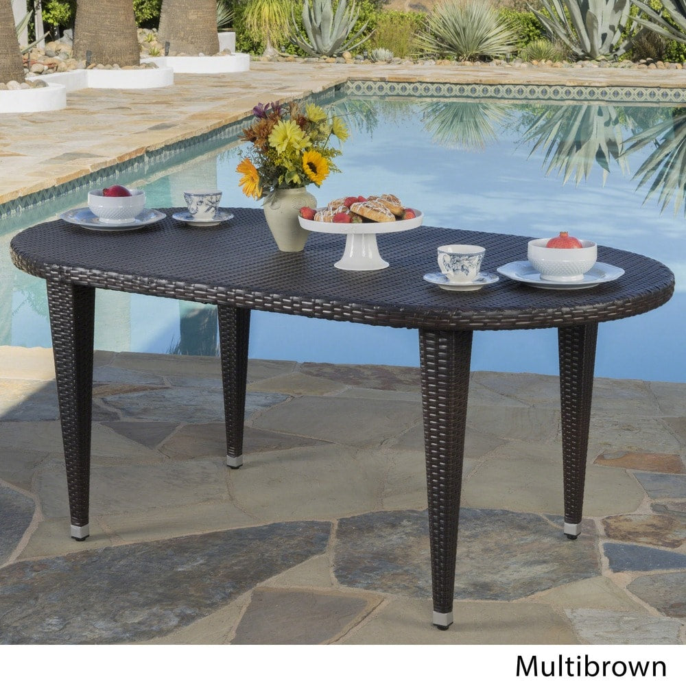 Dominica Outdoor Oval Wicker 69-inch Wicker Dining Table by Christopher Knight Home - 69.30"L x 38.20"W x 30.00"H