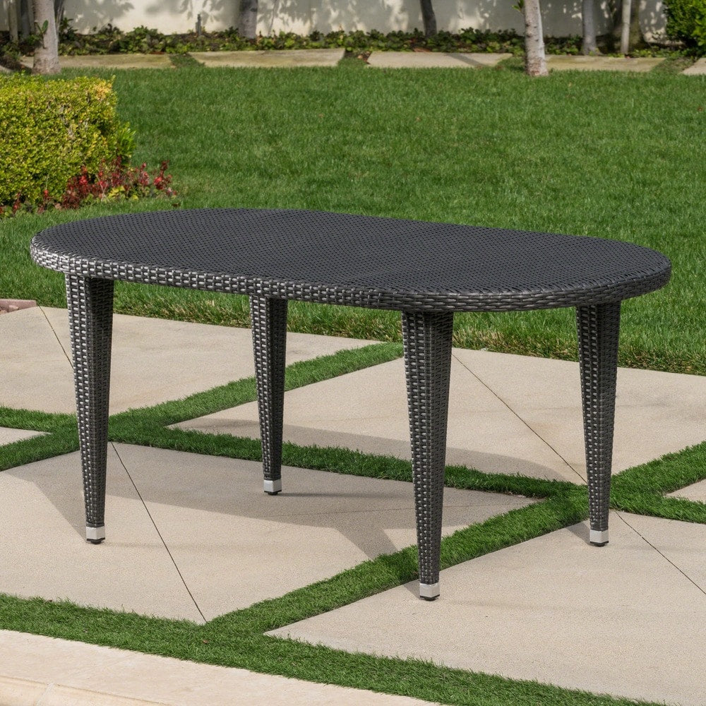Dominica Outdoor Oval Wicker 69-inch Wicker Dining Table by Christopher Knight Home - 69.30"L x 38.20"W x 30.00"H