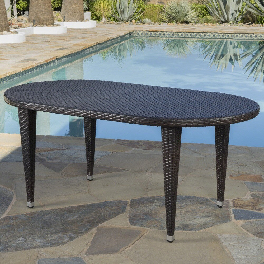Dominica Outdoor Oval Wicker 69-inch Wicker Dining Table by Christopher Knight Home - 69.30"L x 38.20"W x 30.00"H