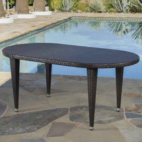 Dominica Outdoor Oval Wicker 69-inch Wicker Dining Table by Christopher Knight Home - 69.30"L x 38.20"W x 30.00"H