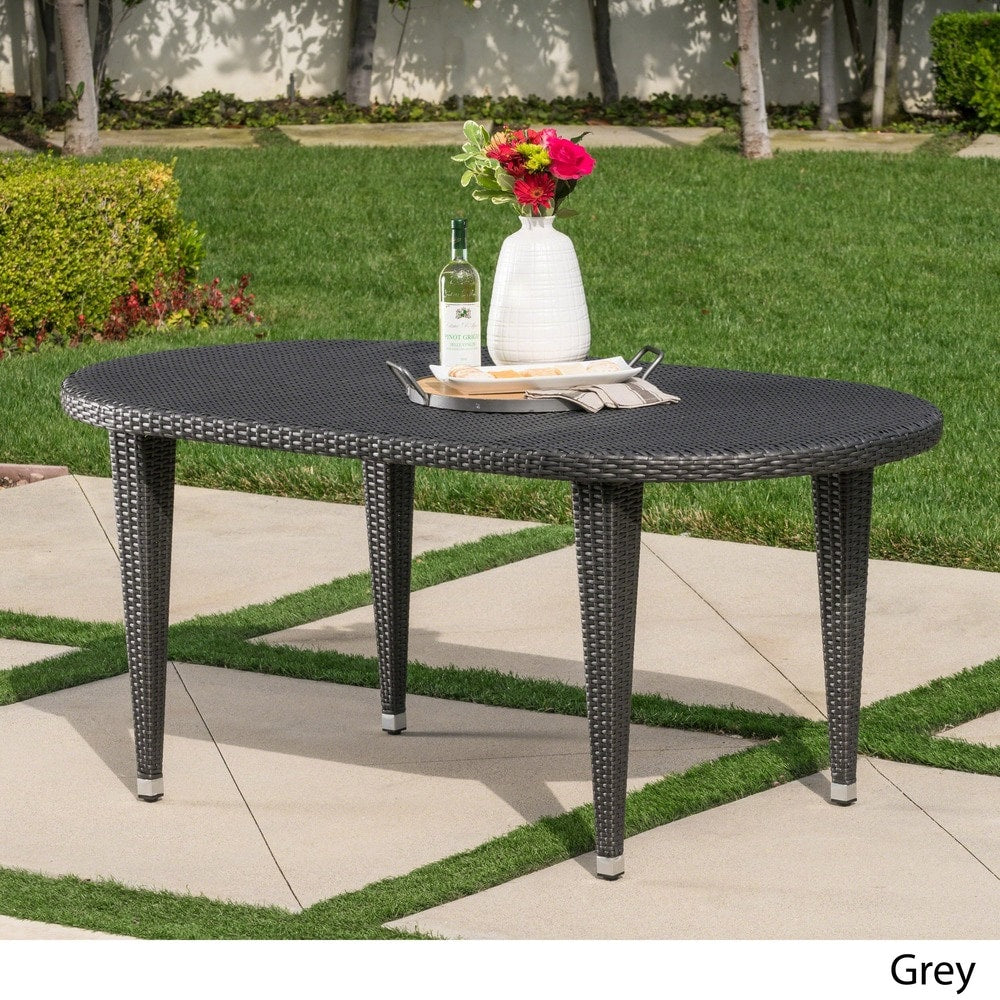 Dominica Outdoor Oval Wicker 69-inch Wicker Dining Table by Christopher Knight Home - 69.30"L x 38.20"W x 30.00"H