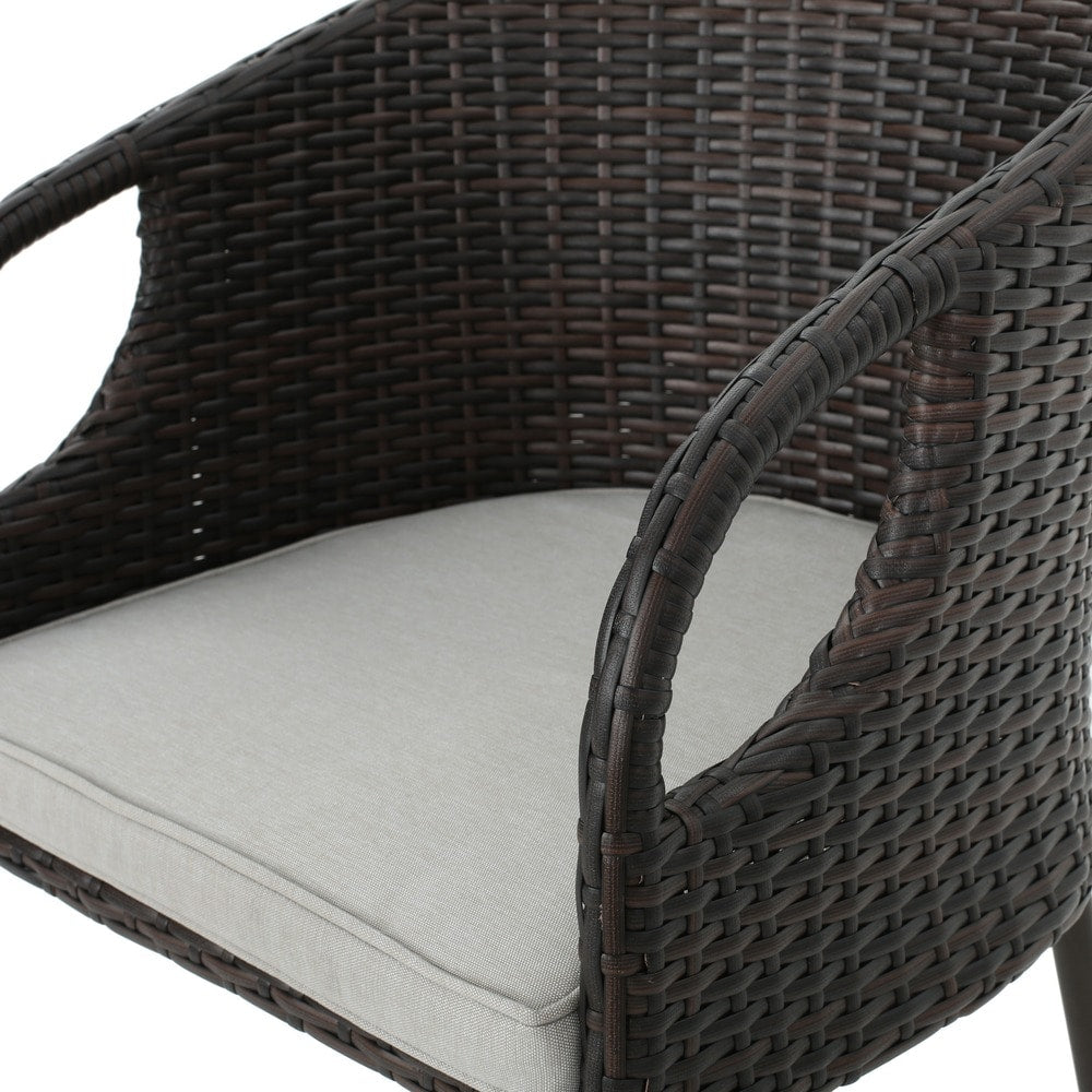 Dominica Outdoor Wicker Barstool with Cushions (Set of 4) by Christopher Knight Home