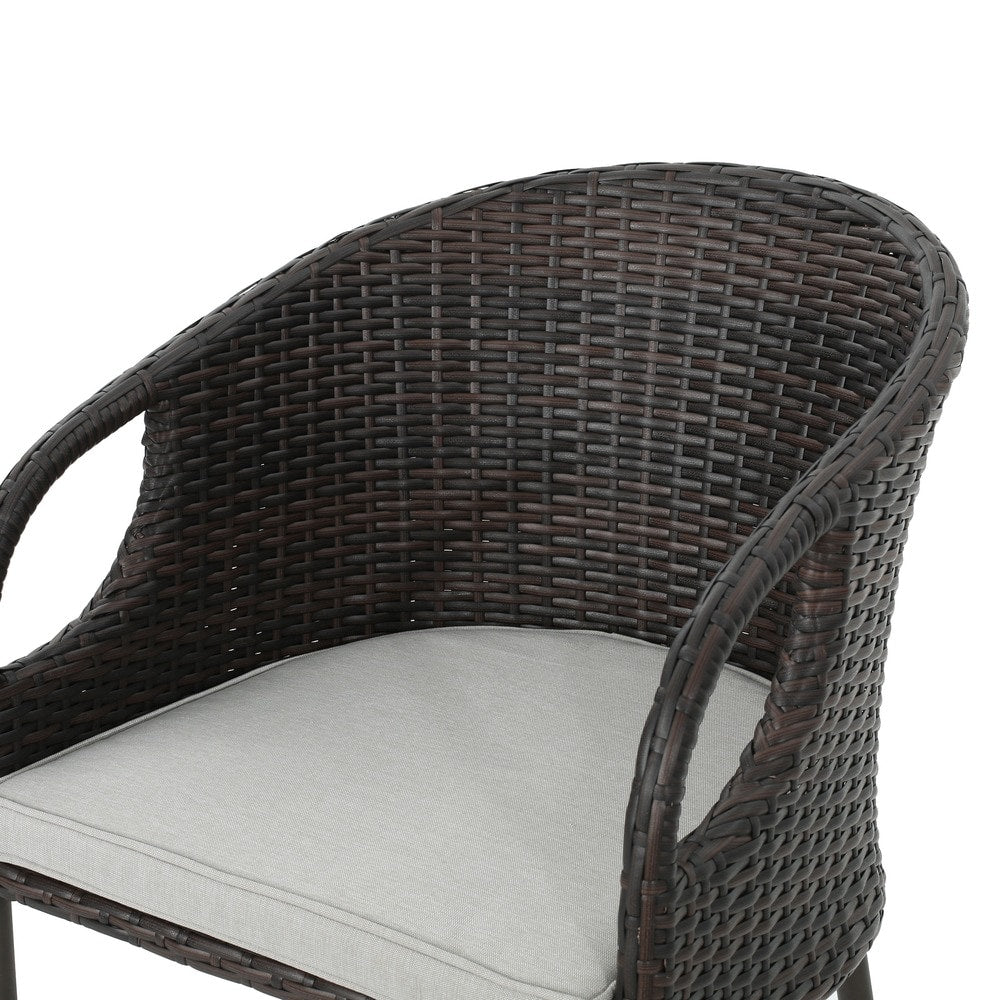 Dominica Outdoor Wicker Barstool with Cushions (Set of 4) by Christopher Knight Home
