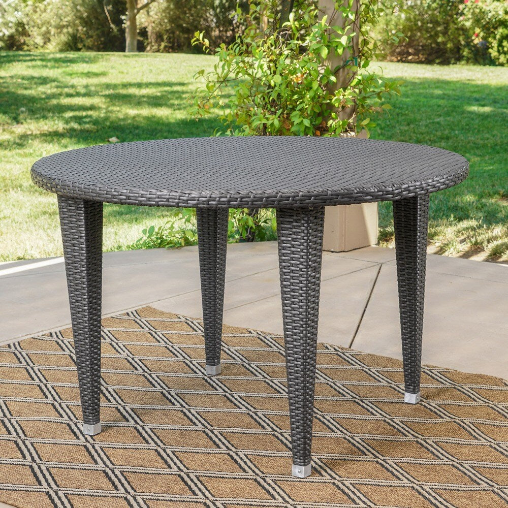 Dominica Outdoor Wicker Round Dining Table by Christopher Knight Home