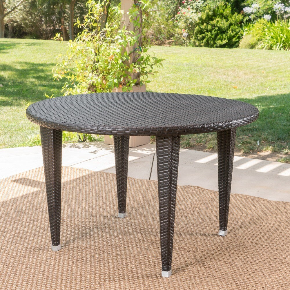 Dominica Outdoor Wicker Round Dining Table by Christopher Knight Home