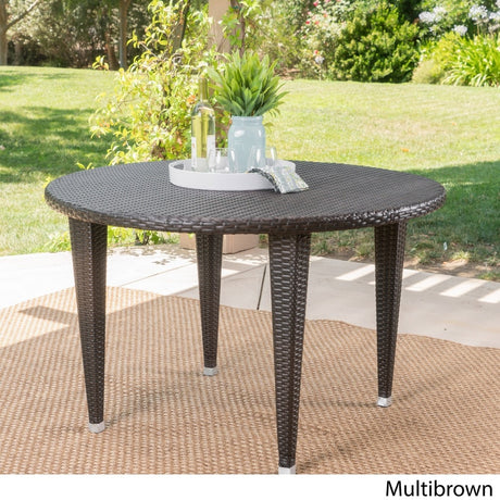 Dominica Outdoor Wicker Round Dining Table by Christopher Knight Home