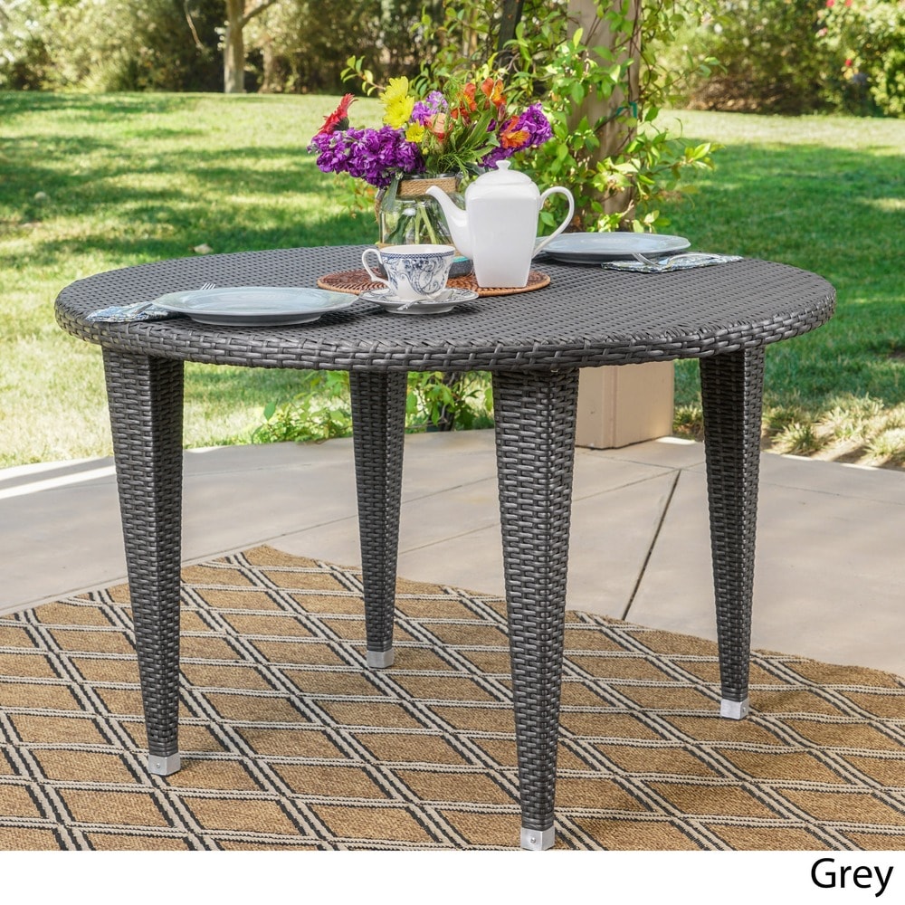 Dominica Outdoor Wicker Round Dining Table by Christopher Knight Home