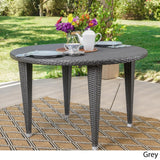 Dominica Outdoor Wicker Round Dining Table by Christopher Knight Home