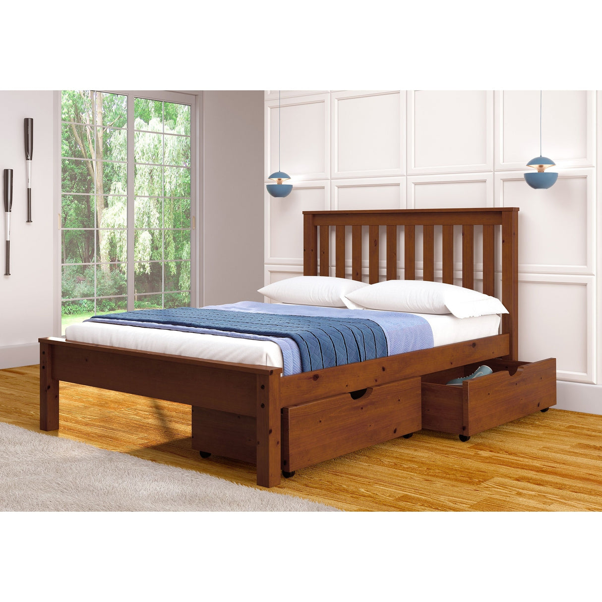 Donco Kids Full Size Contempo Bed with Dual Under Bed Drawers