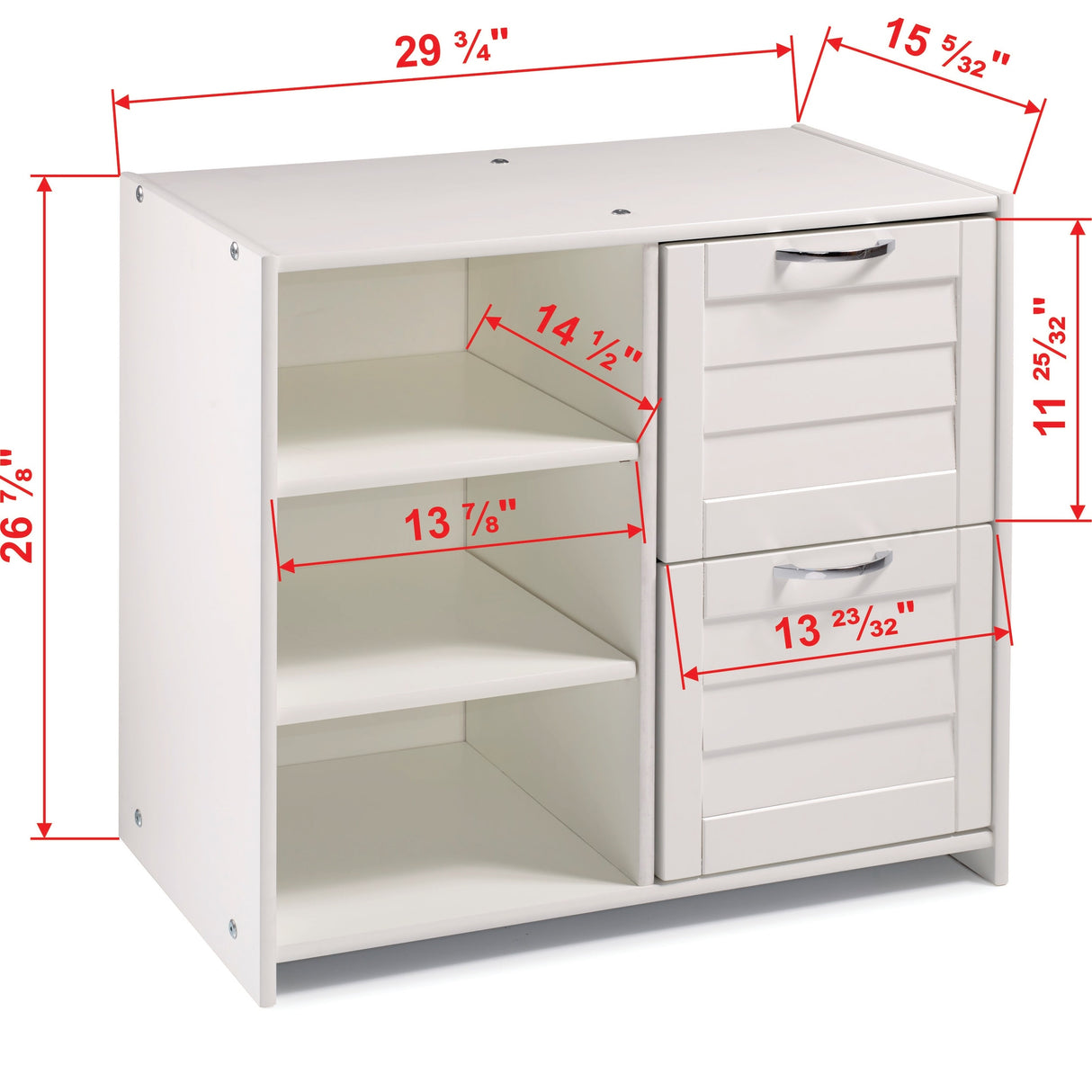 Donco Kids Louver 2 Drawer Chest with Shelves in White