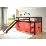 Donco Kids Mission Tent Loft Dark Cappuccino Twin Bed with Slide