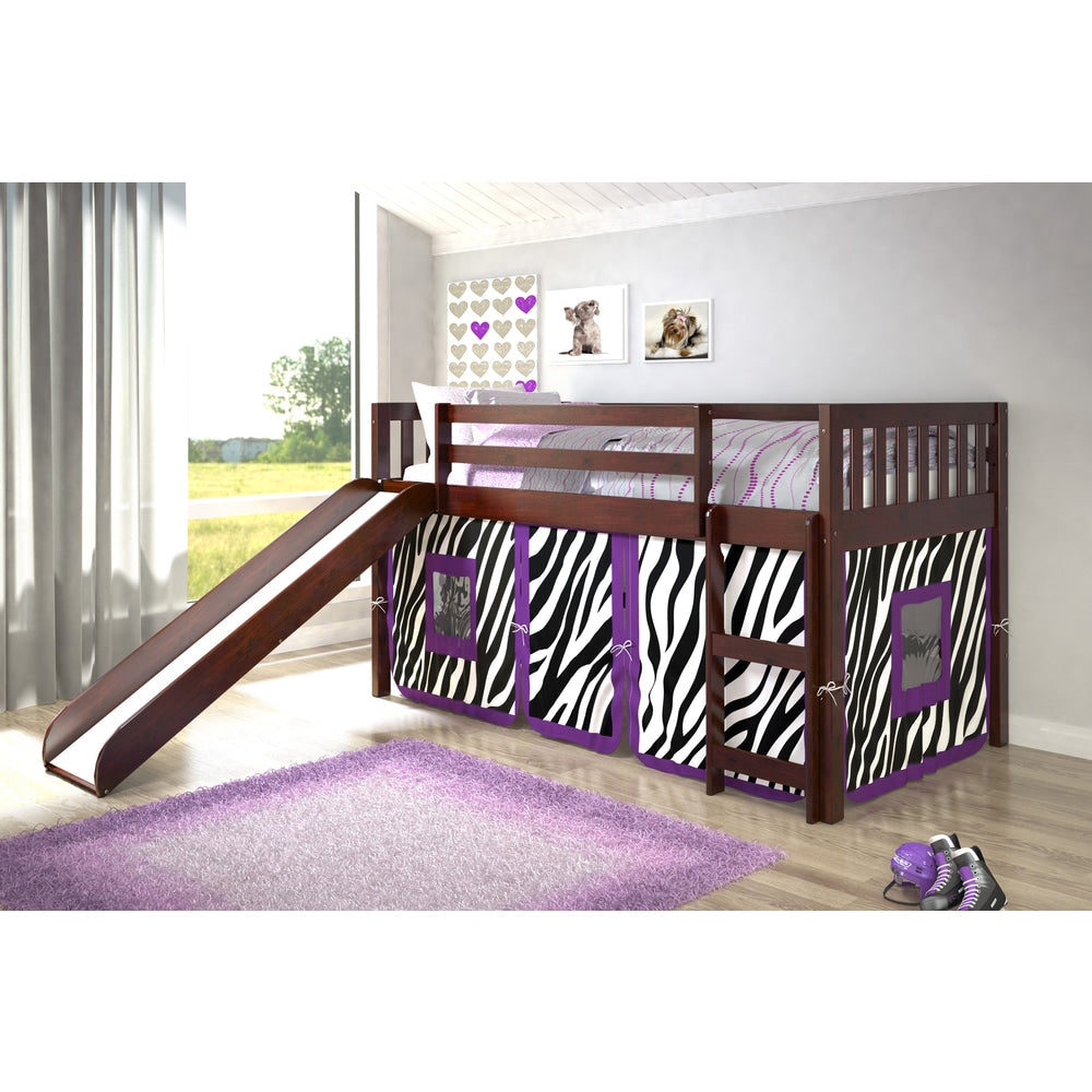 Donco Kids Mission Tent Loft Dark Cappuccino Twin Bed with Slide