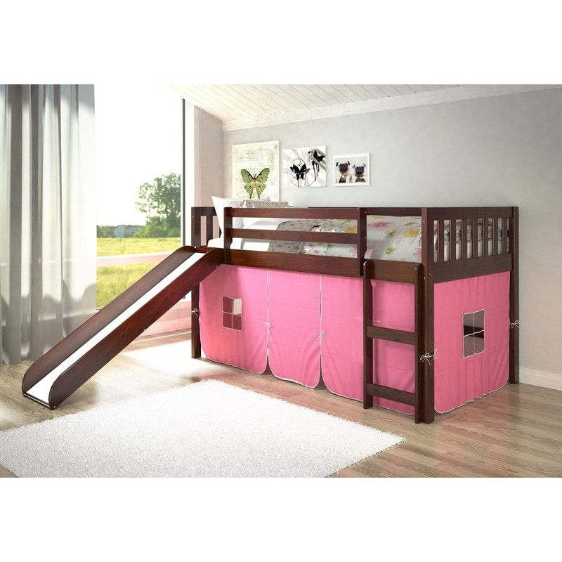Donco Kids Mission Tent Loft Dark Cappuccino Twin Bed with Slide