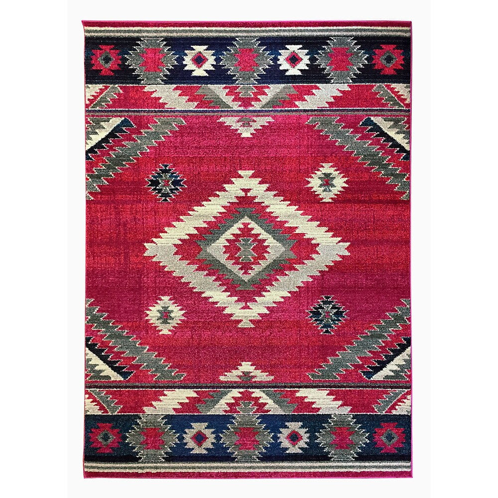 DonnieAnn Expressions Southwestern Design Cherry Pink Polypropylene Area Rug (5' x 7') - 5' x 7'