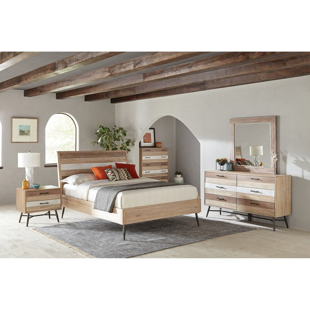 Donovan Rough Sawn Multi 2-piece Platform Bedroom Set with Nightstand