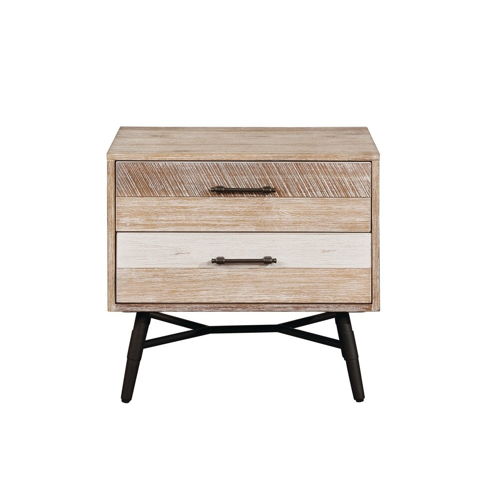 Donovan Rough Sawn Multi 2-piece Platform Bedroom Set with Nightstand