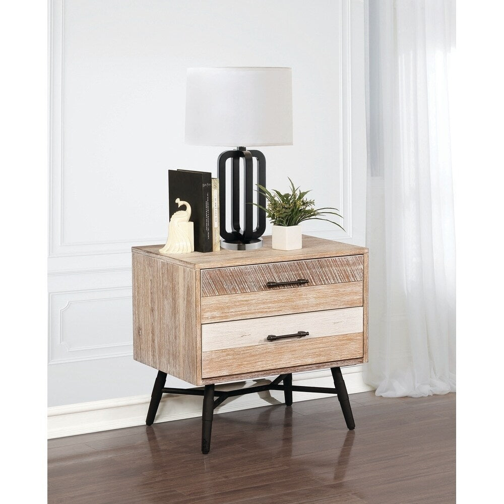 Donovan Rough Sawn Multi 2-piece Platform Bedroom Set with Nightstand