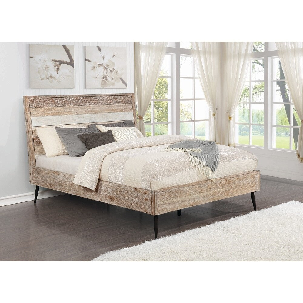 Donovan Rough Sawn Multi 2-piece Platform Bedroom Set with Nightstand
