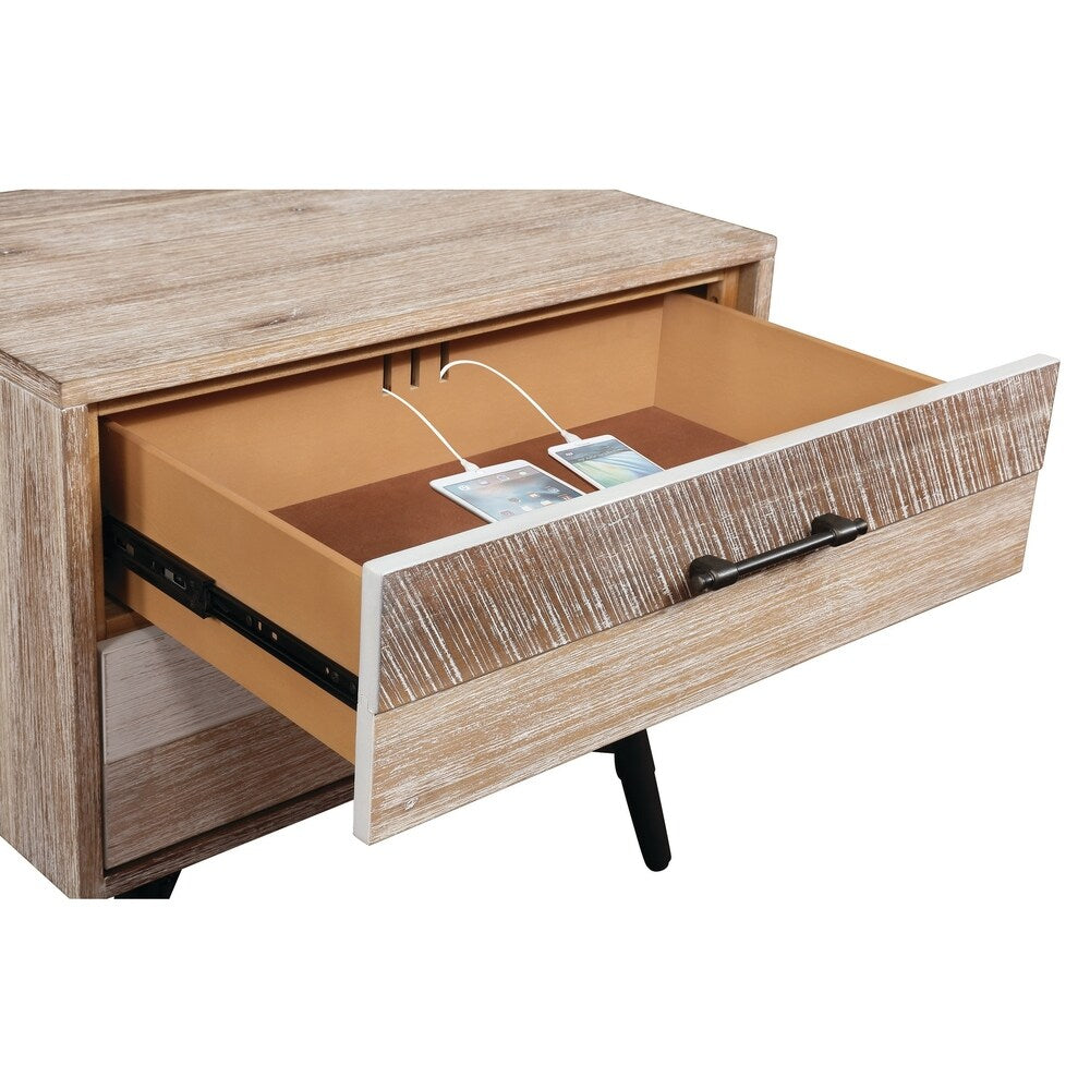 Donovan Rough Sawn Multi 2-piece Platform Bedroom Set with Nightstand