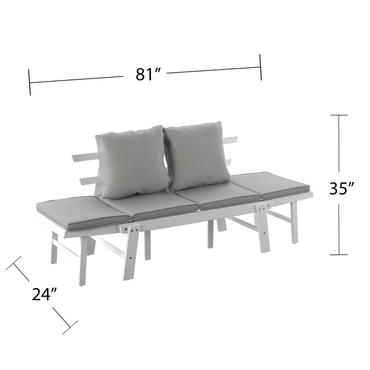 SEI Furniture Dolavon Outdoor Convertible Patio Lounge Loveseat Daybed