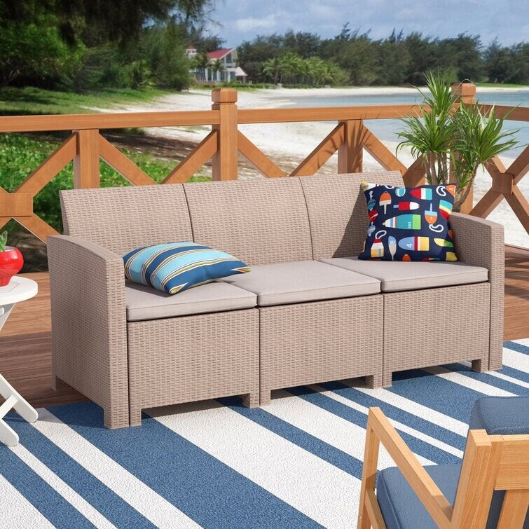 Doon 67.5'' Wide Outdoor Wicker Patio Sofa