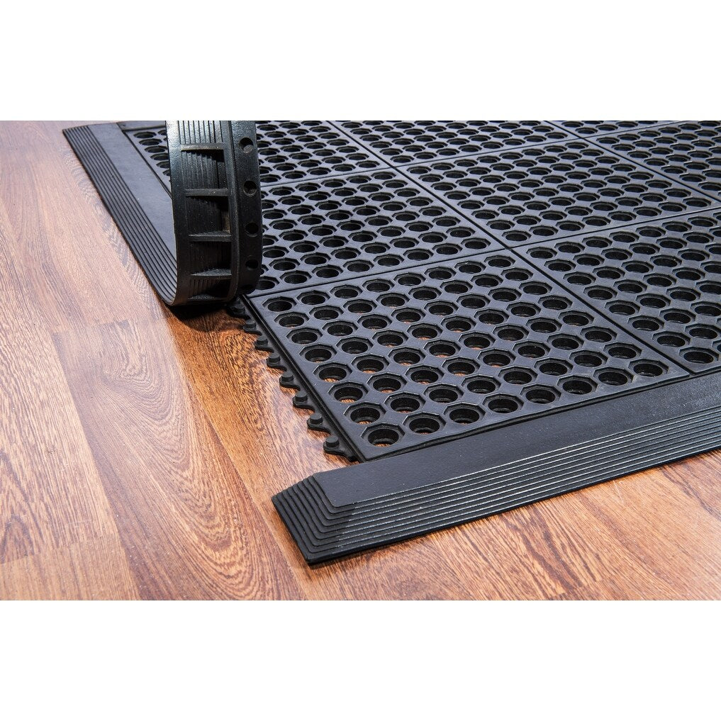 Doortex® Anti-Fatigue Black All-Weather Modular System Door Mat - 36" x 36" - 38" x 38"