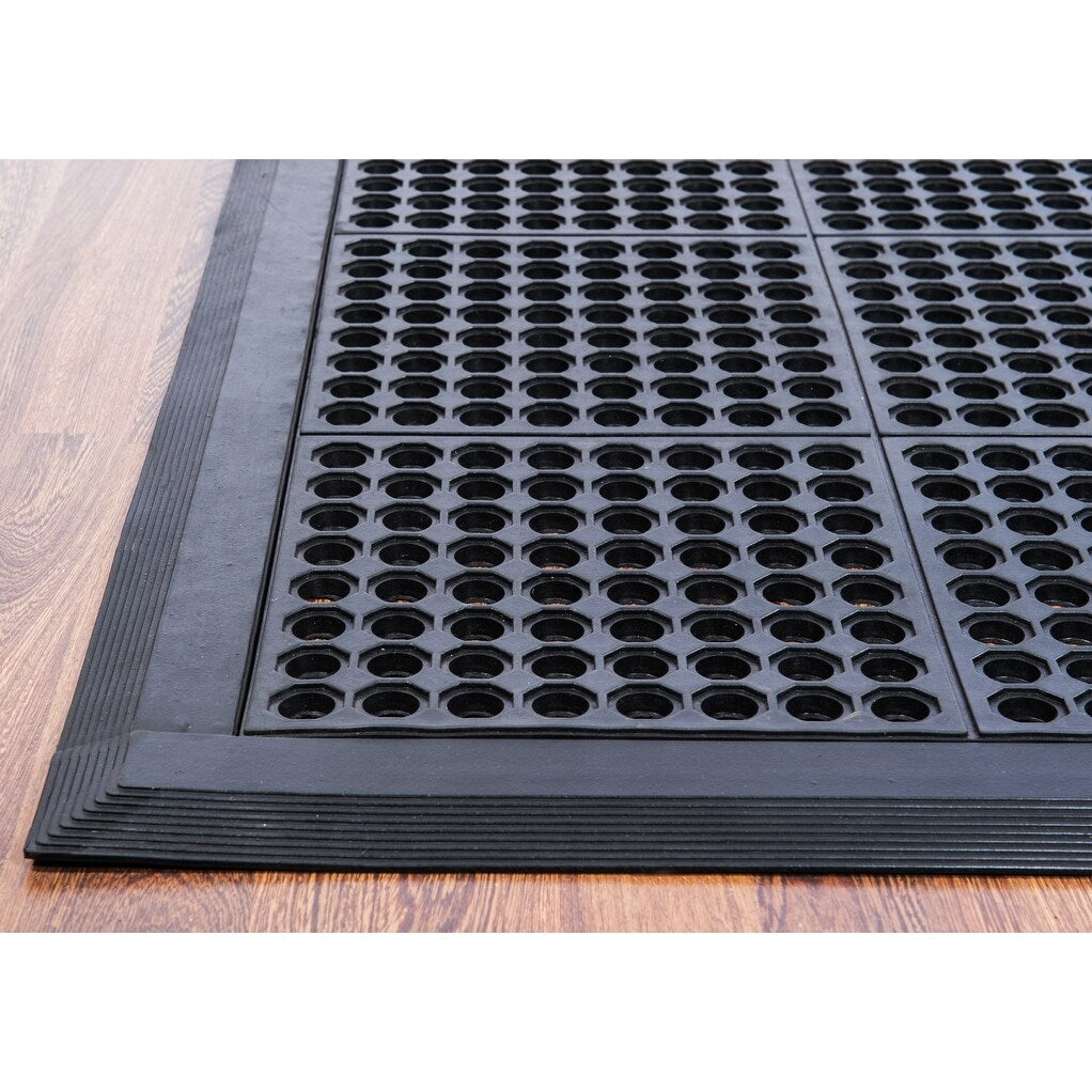 Doortex® Anti-Fatigue Black All-Weather Modular System Door Mat - 36" x 36" - 38" x 38"