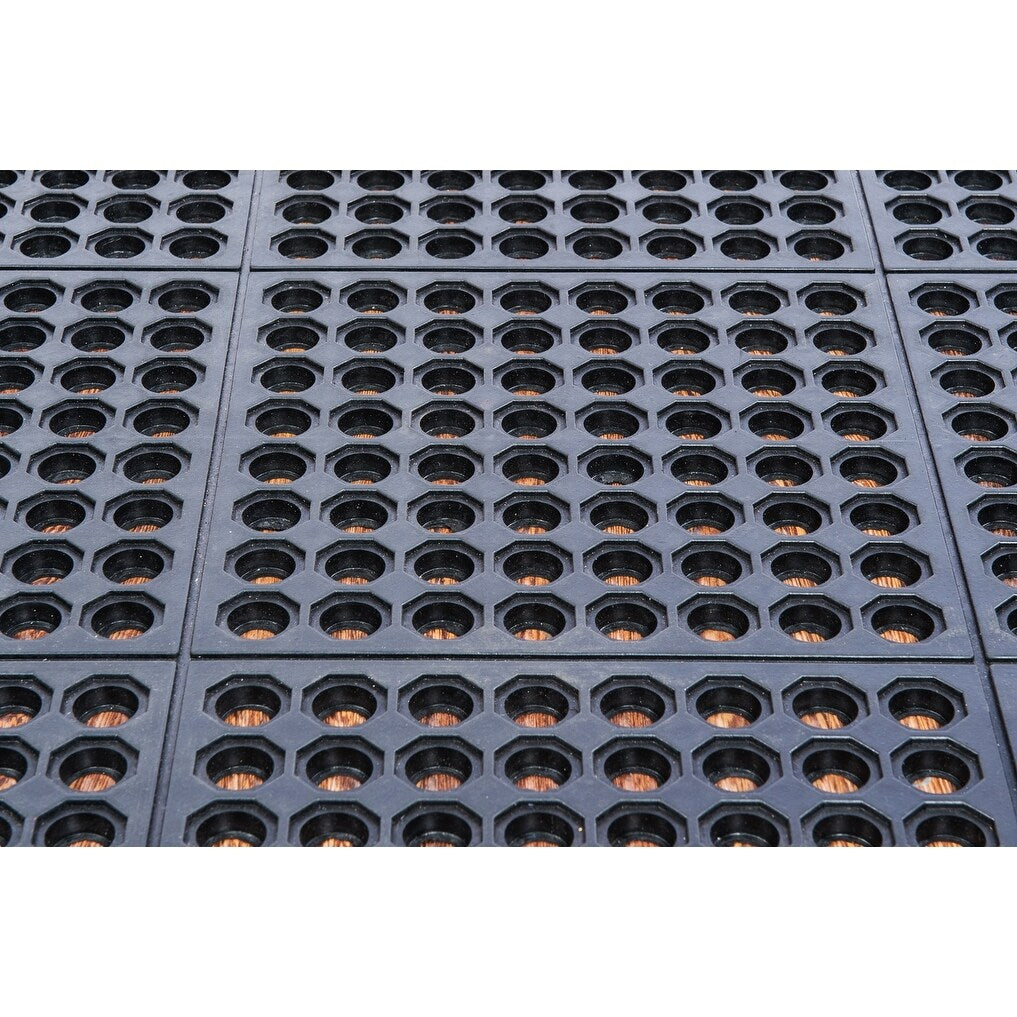 Doortex® Anti-Fatigue Black All-Weather Modular System Door Mat - 36" x 36" - 38" x 38"
