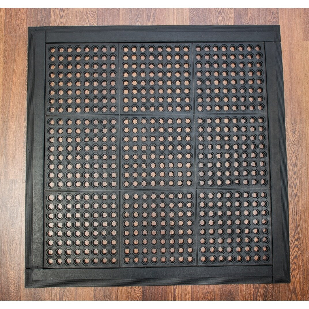 Doortex® Anti-Fatigue Black All-Weather Modular System Door Mat - 36" x 36" - 38" x 38"