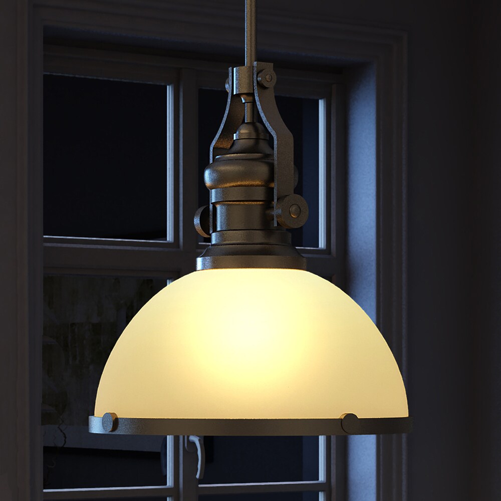 Vonn Lighting Dorado LED Pendant Light Adjustable Hanging Industrial Pendant Lighting with Glass Shade in Architectural Bronze