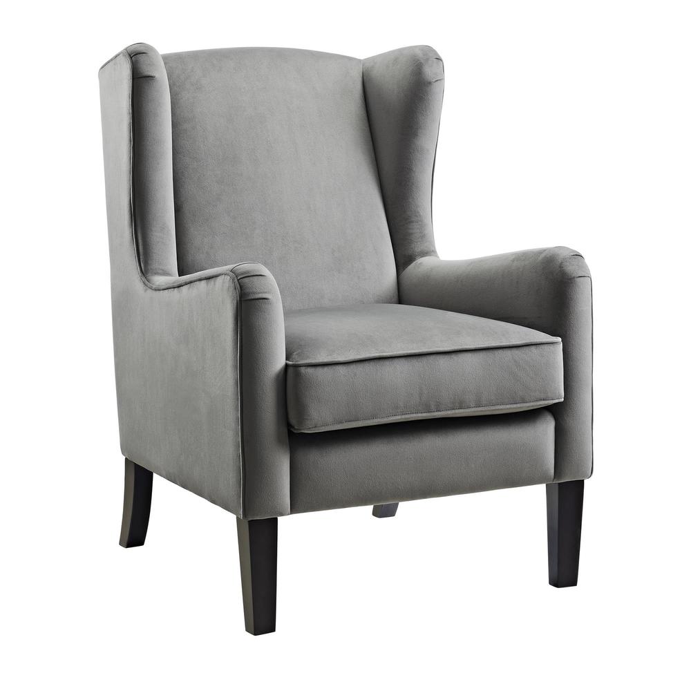 Dorel Living Rossland Grey Wingback Accent Chair