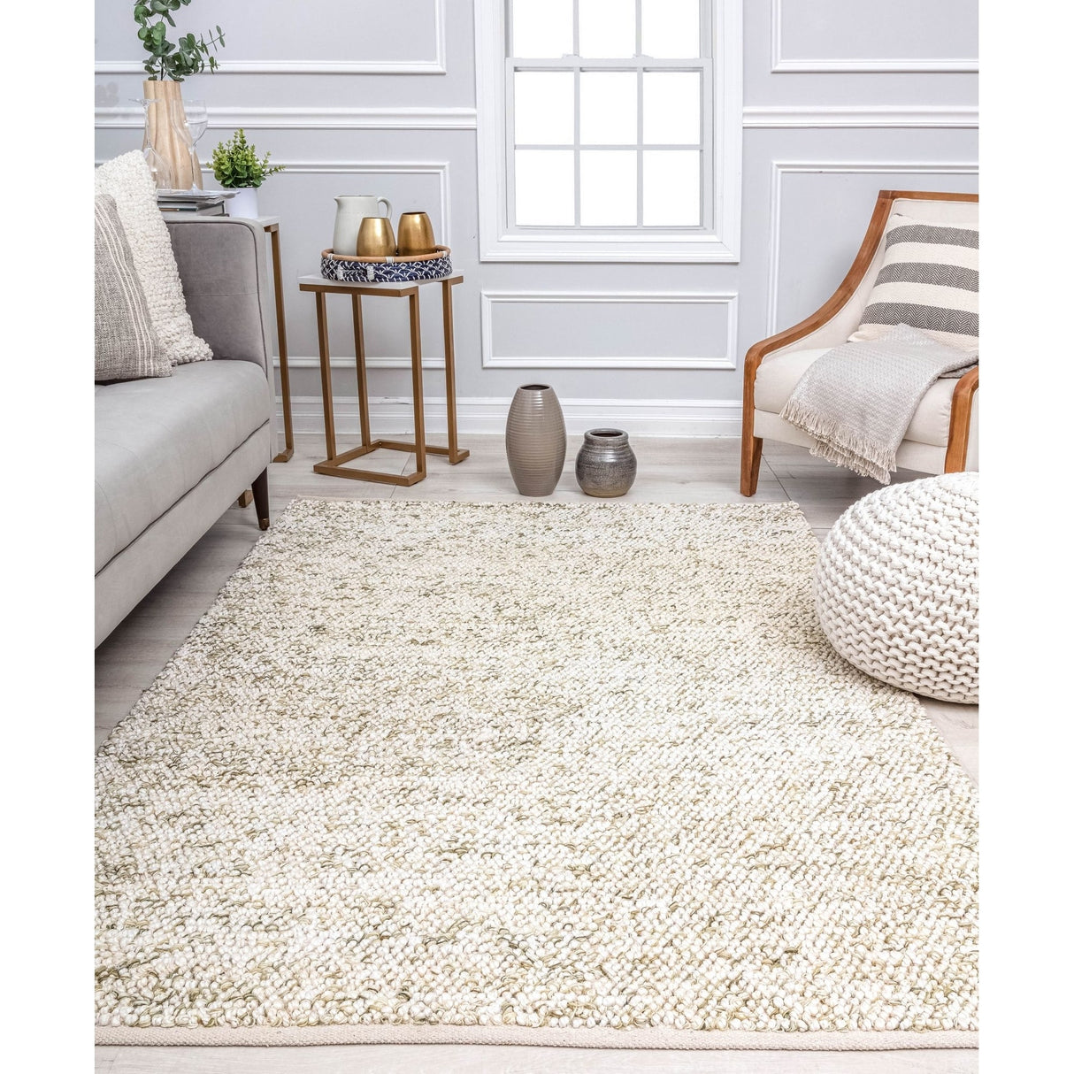 Dorian Farmhouse Solid Sage Green Area Rug BY Rugs America