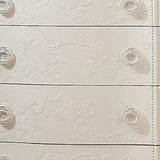 Dorie 52 Inch Tall Dresser Chest, 5 Drawers, Molded Trim, Ivory White Wood