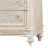 Dorie 52 Inch Tall Dresser Chest, 5 Drawers, Molded Trim, Ivory White Wood