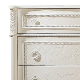 Dorie 52 Inch Tall Dresser Chest, 5 Drawers, Molded Trim, Ivory White Wood