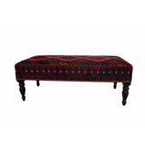Dorla Drk. Red/Black Handmade Kilim Upholstered Settee (48"x24"x19") - 48"x24"x19"