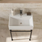 Dornberg 24" Bathroom Ceramic Console Sink White Basin and Legs with Overflow