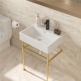 Dornberg 24" Bathroom Ceramic Console Sink White Basin and Legs with Overflow