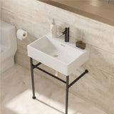 Dornberg 24" Bathroom Ceramic Console Sink White Basin and Legs with Overflow