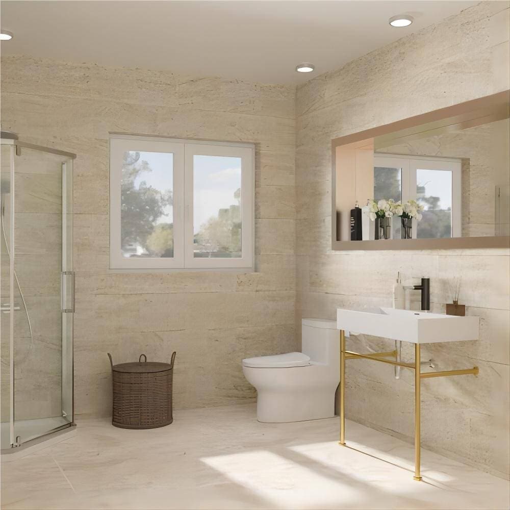 Dornberg 30" Bathroom Ceramic Console Sink White Basin and Legs with Overflow